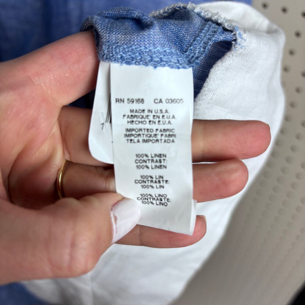 Karen Kane Linen Shirt Dress Blue White Striped Boxy Fit Women’s L - Picture 5 of 8